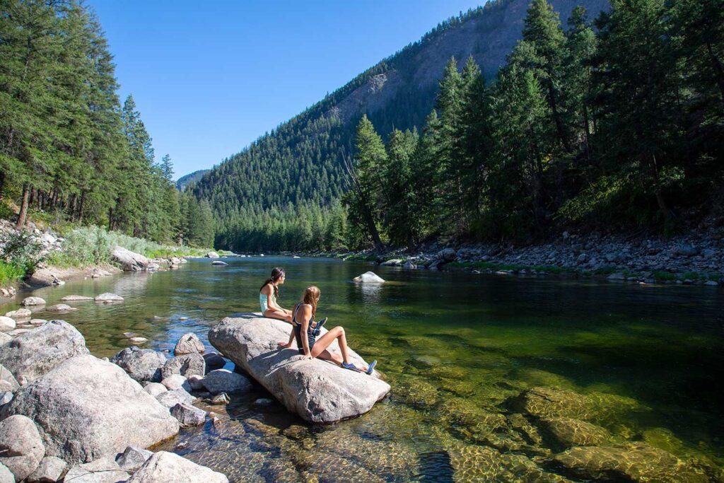 Sunning on the rocks by a river in the Similkameen