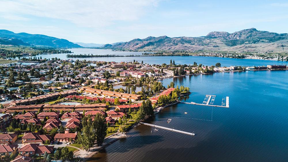 overlooking the town and lake in Osoyoos in the summer