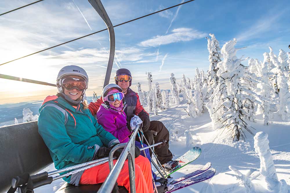 family on ski chairlift in SImilkameen